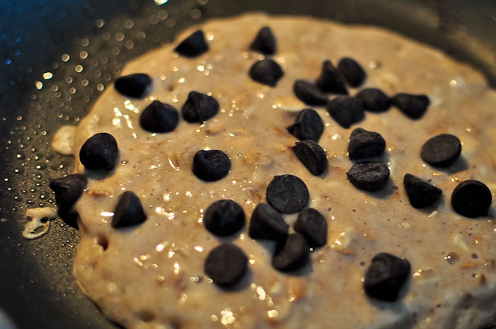 Chocolate Chip Cookie Protein Pancakes